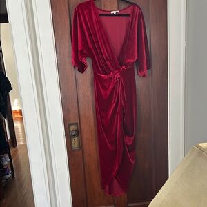Baltic Born Red Velvet Midi Dress